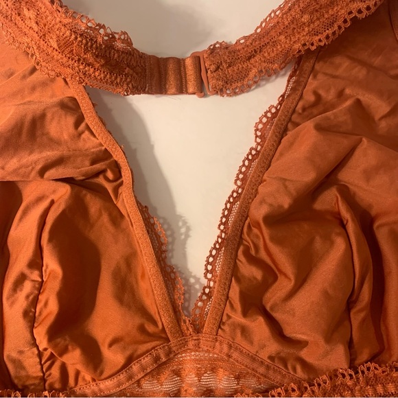 Burnt Orange Terra Cotta Victoria's Secret Lace Halter Lined Bralette Size Large - Picture 3 of 8
